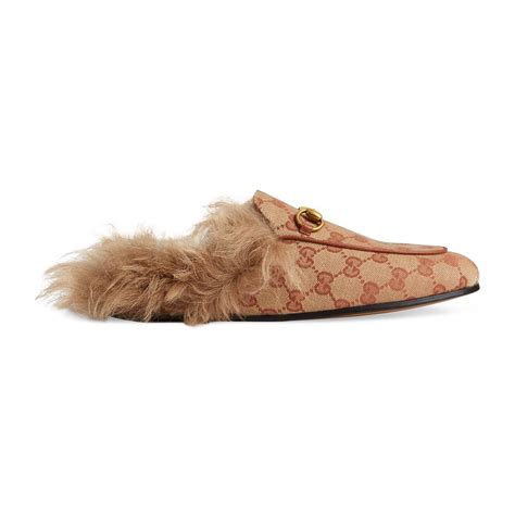 gucci shoes fur|Gucci canvas mules.